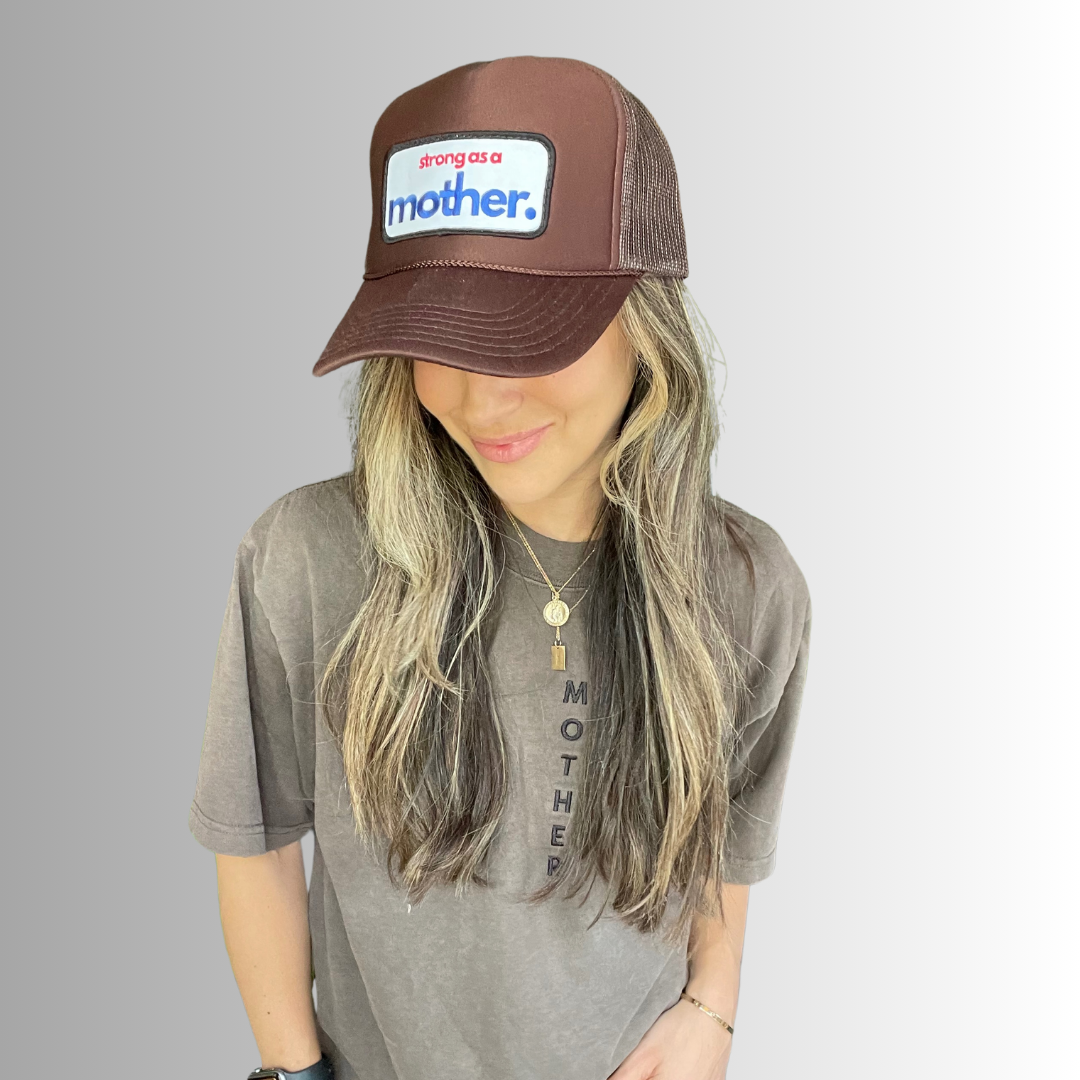 Strong as a mother™ Patch Trucker Hat - Mocha