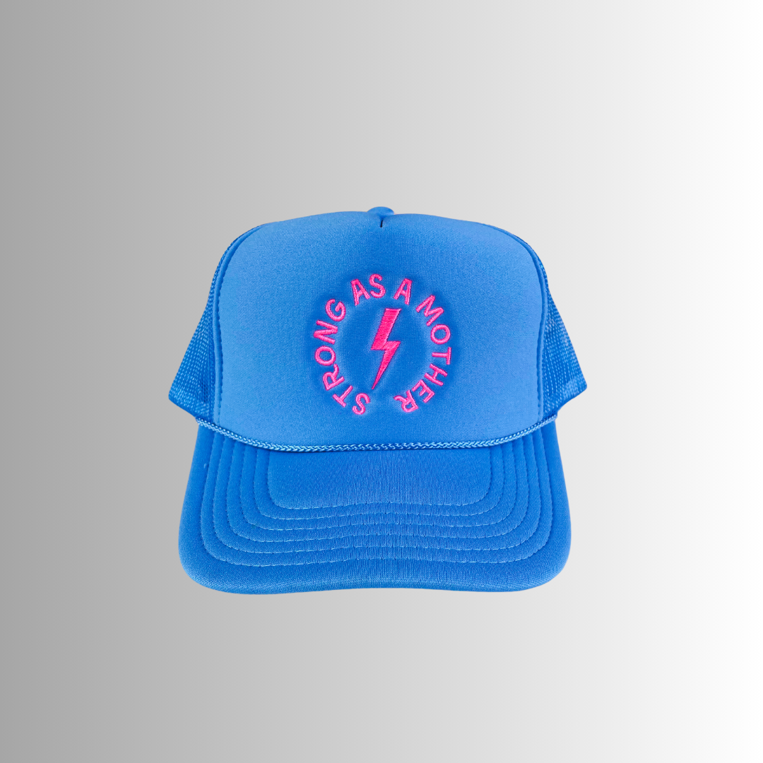 Strong as a mother™ Embroidered Trucker Hat - Sky Blue