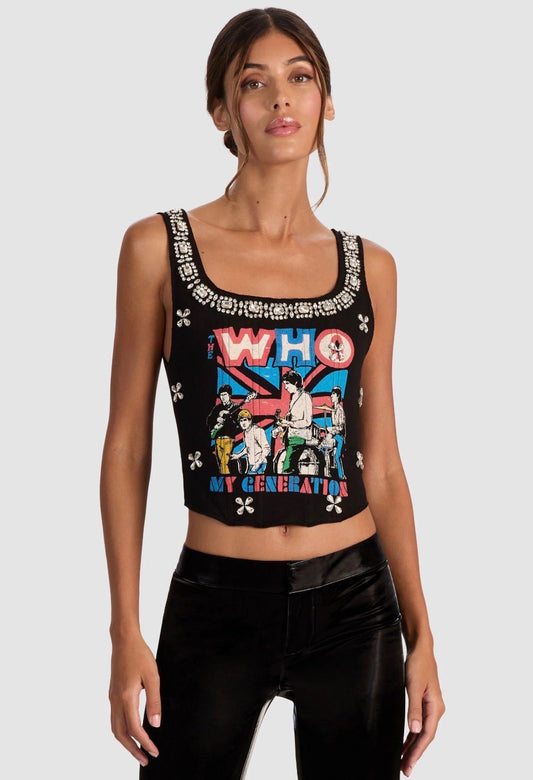 Breslin Embellished Band Tee Corset Top - The Closet