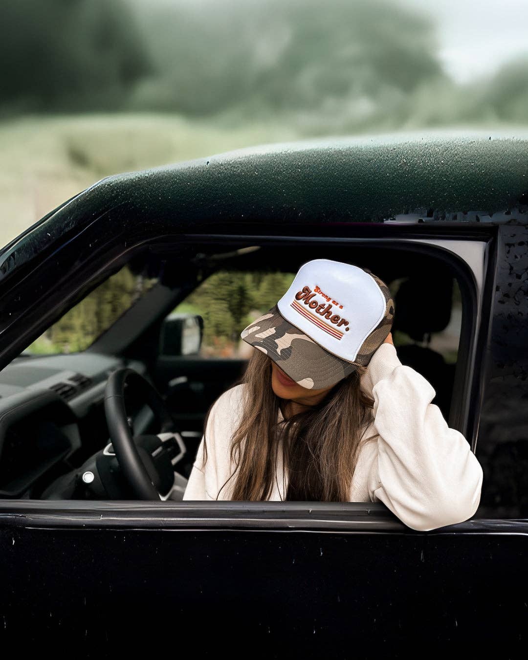 RETRO MOTHER. - Embroidered Trucker Hat - Camo
