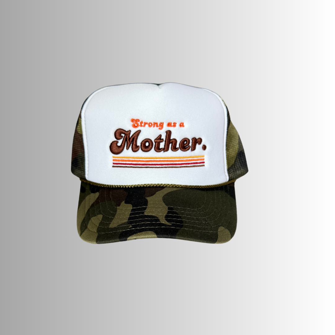 RETRO MOTHER. - Embroidered Trucker Hat - Camo