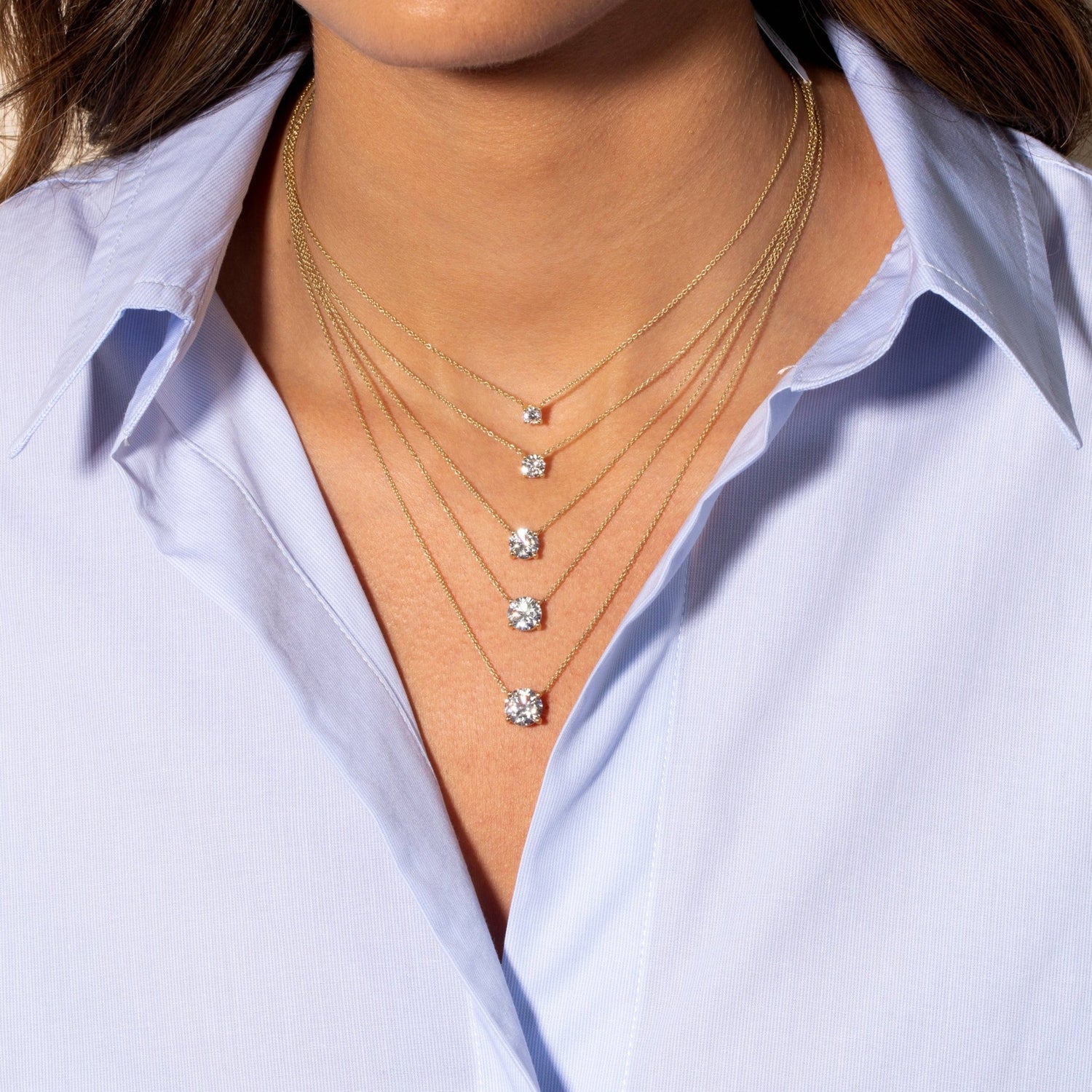 Lab Grown Diamond Round Solitaire Necklace 14K - The Closet