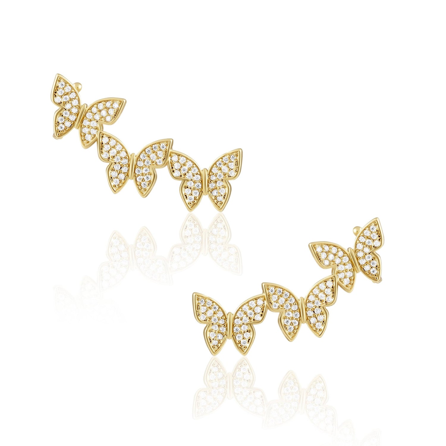 Pave Butterfly Ear Crawlers - The Closet