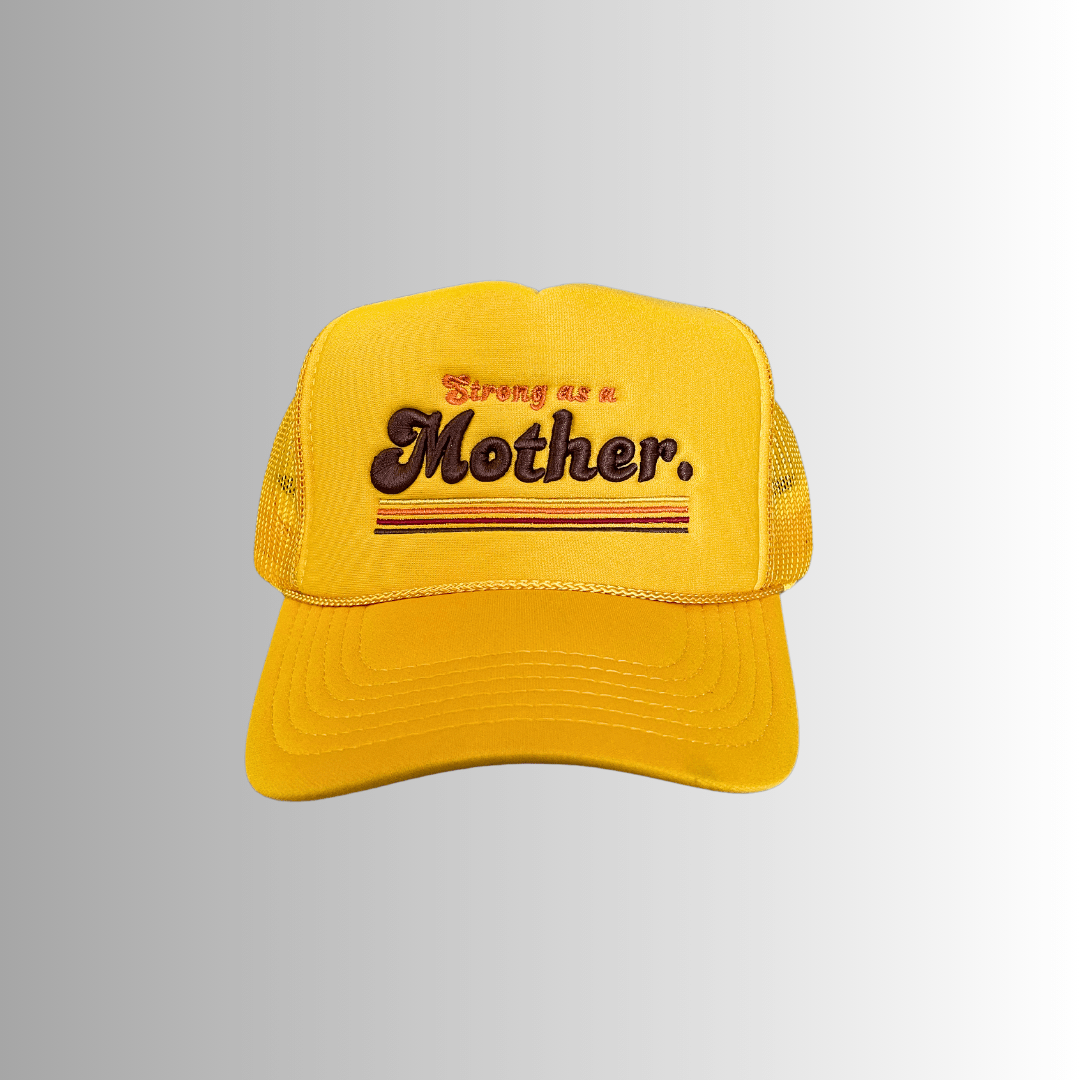 RETRO MOTHER. - Embroidered Trucker Hat - Yellow - The Closet