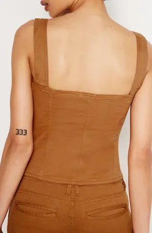Sleeveless Twill Corset Tank - The Closet