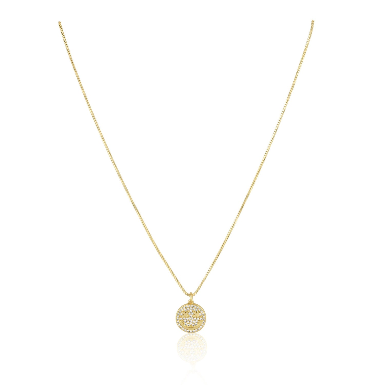 Smiley Pave Pendant Necklace - The Closet