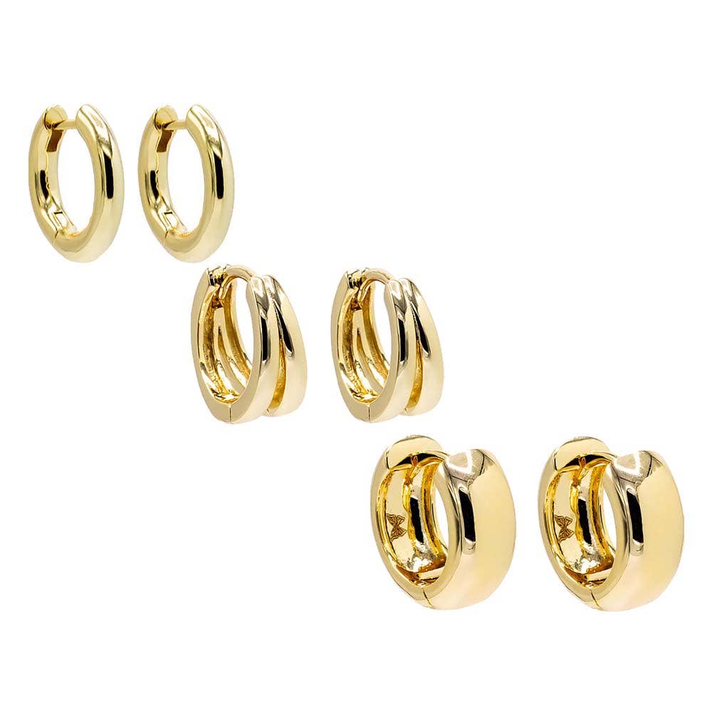 Solid Classic Huggie Earring Combo Set - The Closet
