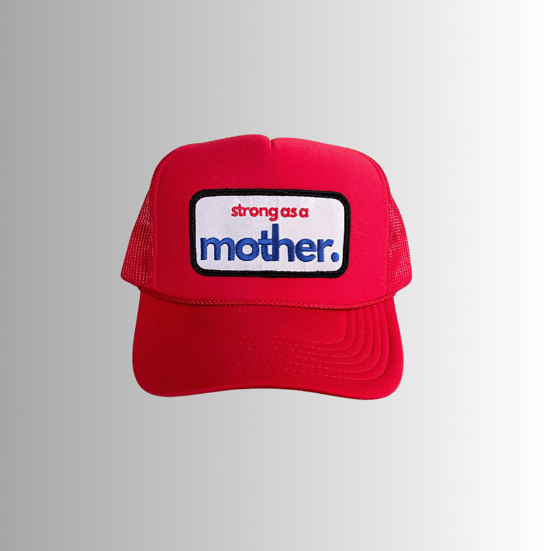Strong as a mother™ Patch Trucker Hat - Red - The Closet