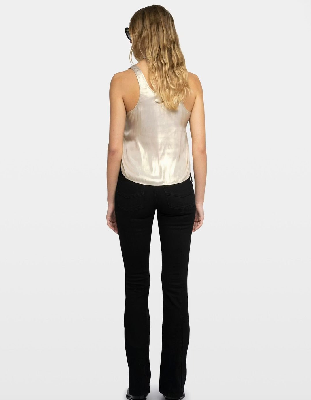 Tarys Gold Satin Tank Top - The Closet
