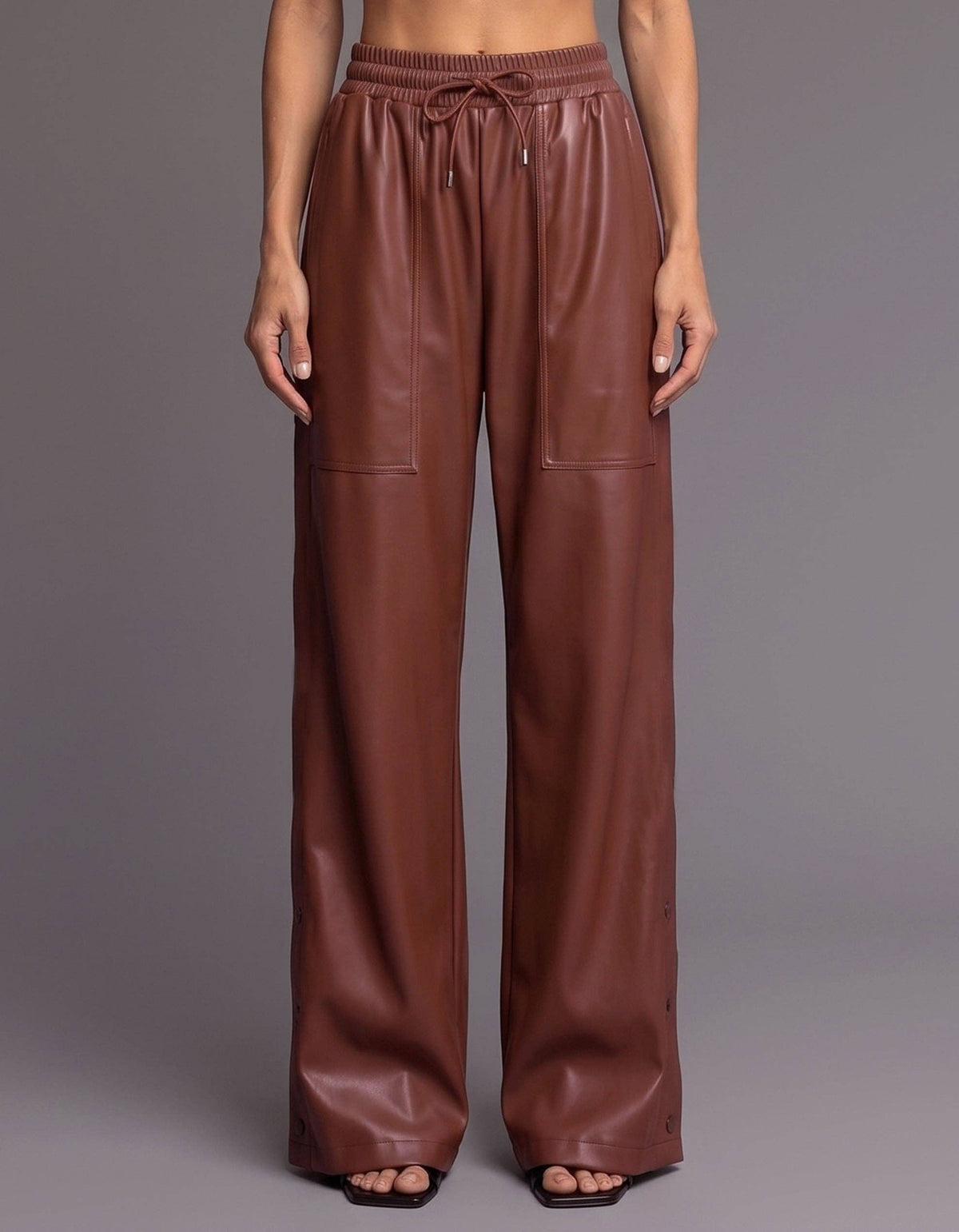 CARA LEATHER PANTS [Mocha]