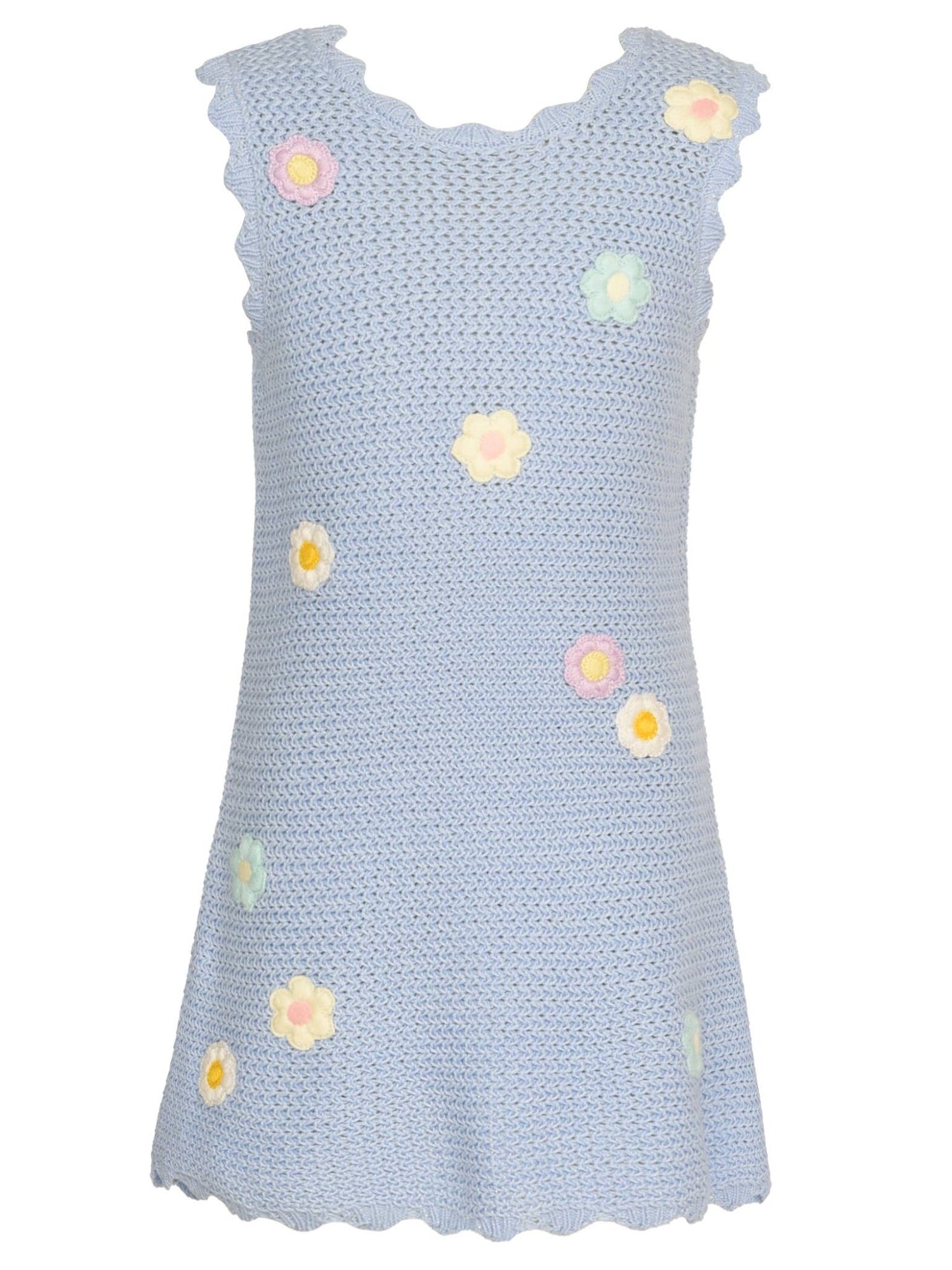 A - LINE CROCHET DRESS W/ FLOWER TRIM - The Closet