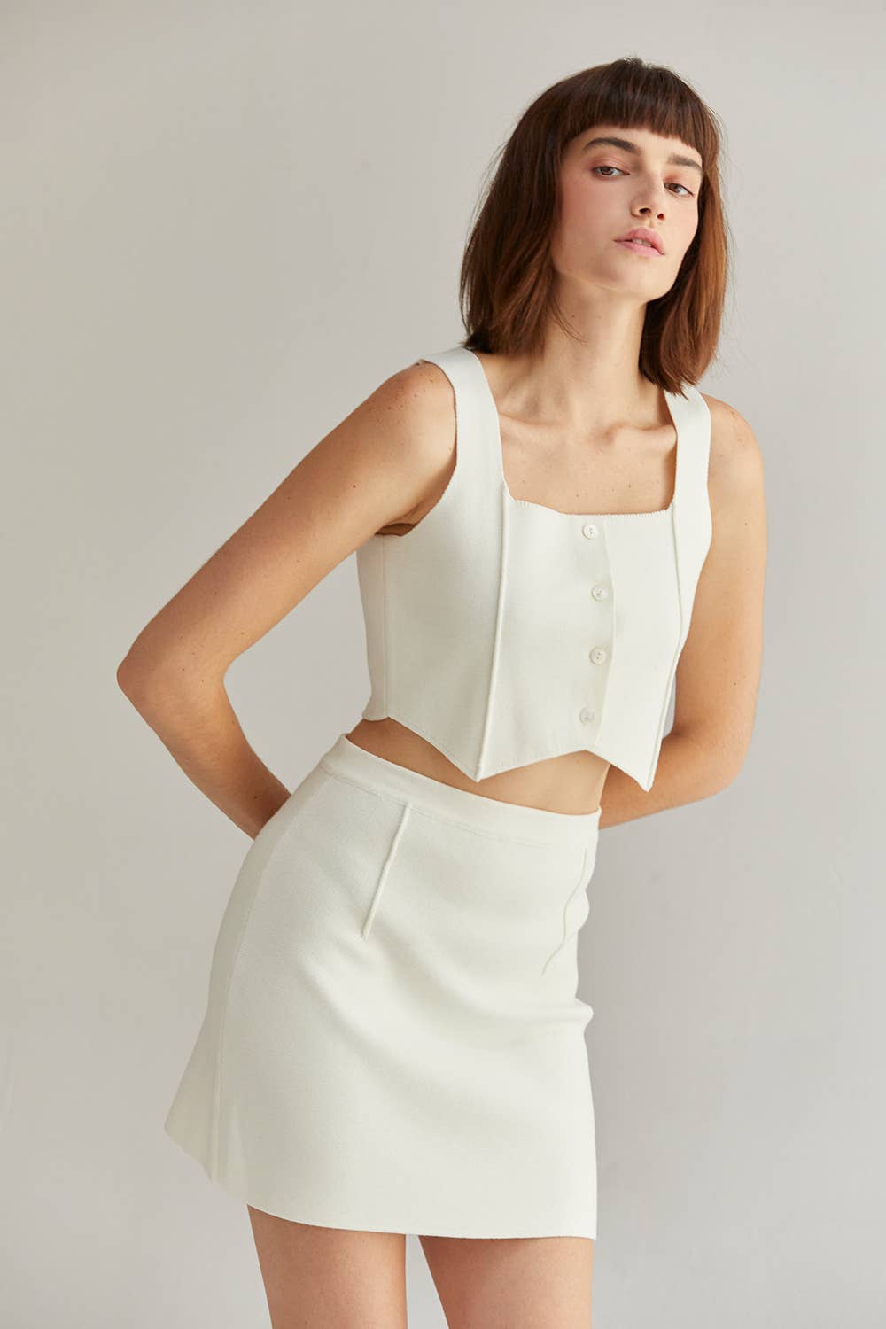 Charlotte Jacquard Knit Vest Top - The Closet