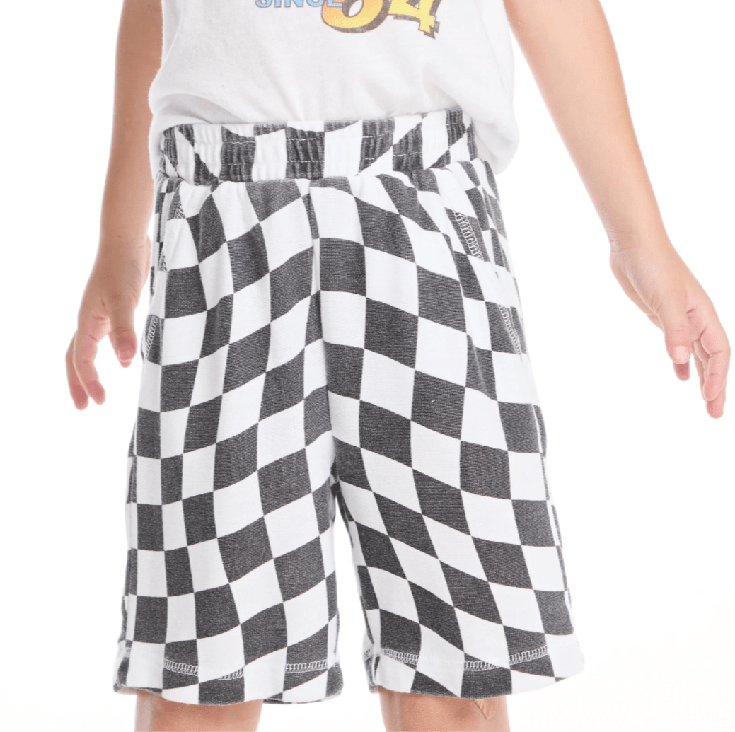 CHASER WAVY CHECK BOYS SHORTS - The Closet
