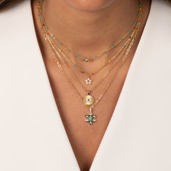 CZ Evil Eye Disc Pendant Necklace - The Closet