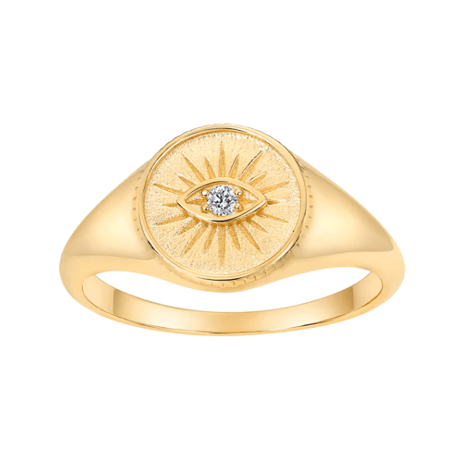 CZ Evil Eye Signet Pinky Ring - The Closet