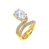 CZ Pave Looped Oval Stone Ring - The Closet