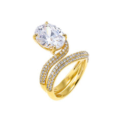 CZ Pave Looped Oval Stone Ring - The Closet