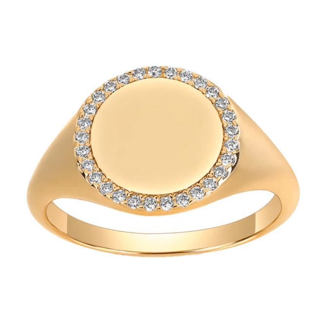 CZ Pave Round Signet Pinky Ring - The Closet
