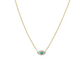 Diamond Pave X Turquoise Evil Eye Necklace 14K - The Closet