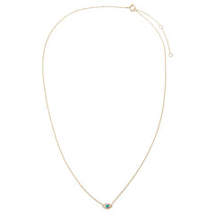 Diamond Pave X Turquoise Evil Eye Necklace 14K - The Closet