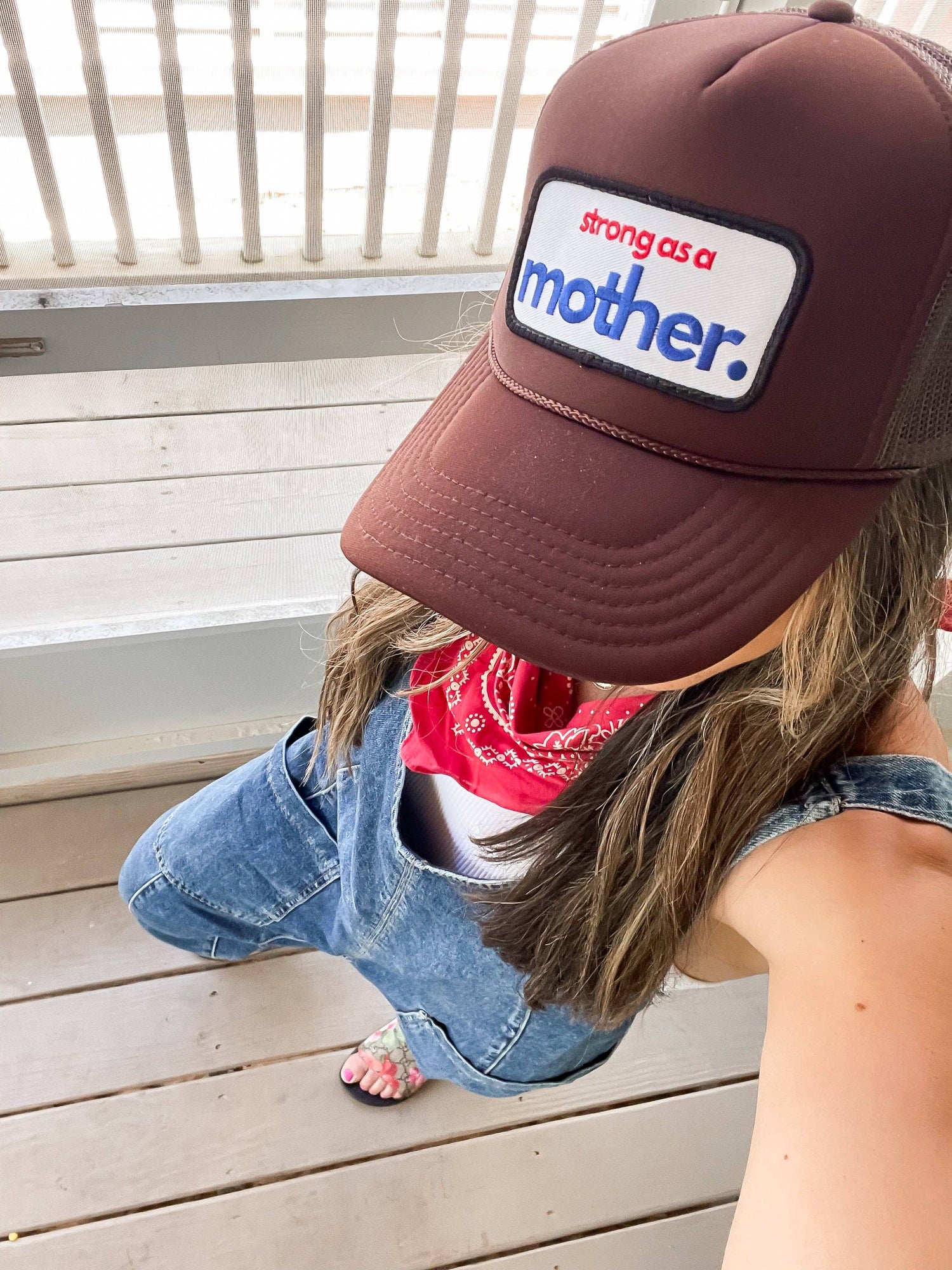 Strong as a mother™ Patch Trucker Hat - Mocha