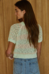 Knit Sweater Cotton Acrylic Short Sleeve Pullover - The Closet