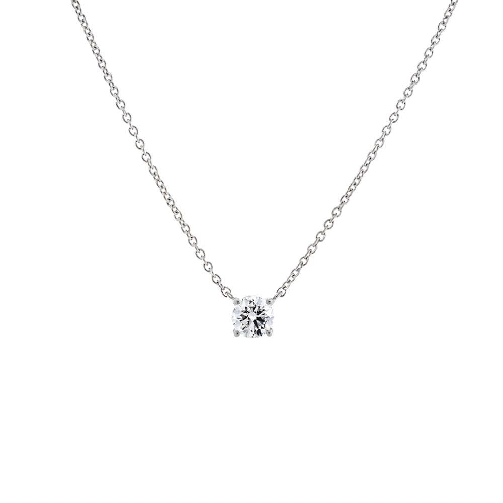 Lab Grown Diamond Round Solitaire Necklace 14K - The Closet