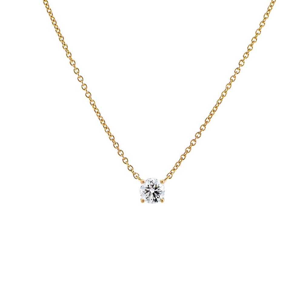 Lab Grown Diamond Round Solitaire Necklace 14K - The Closet