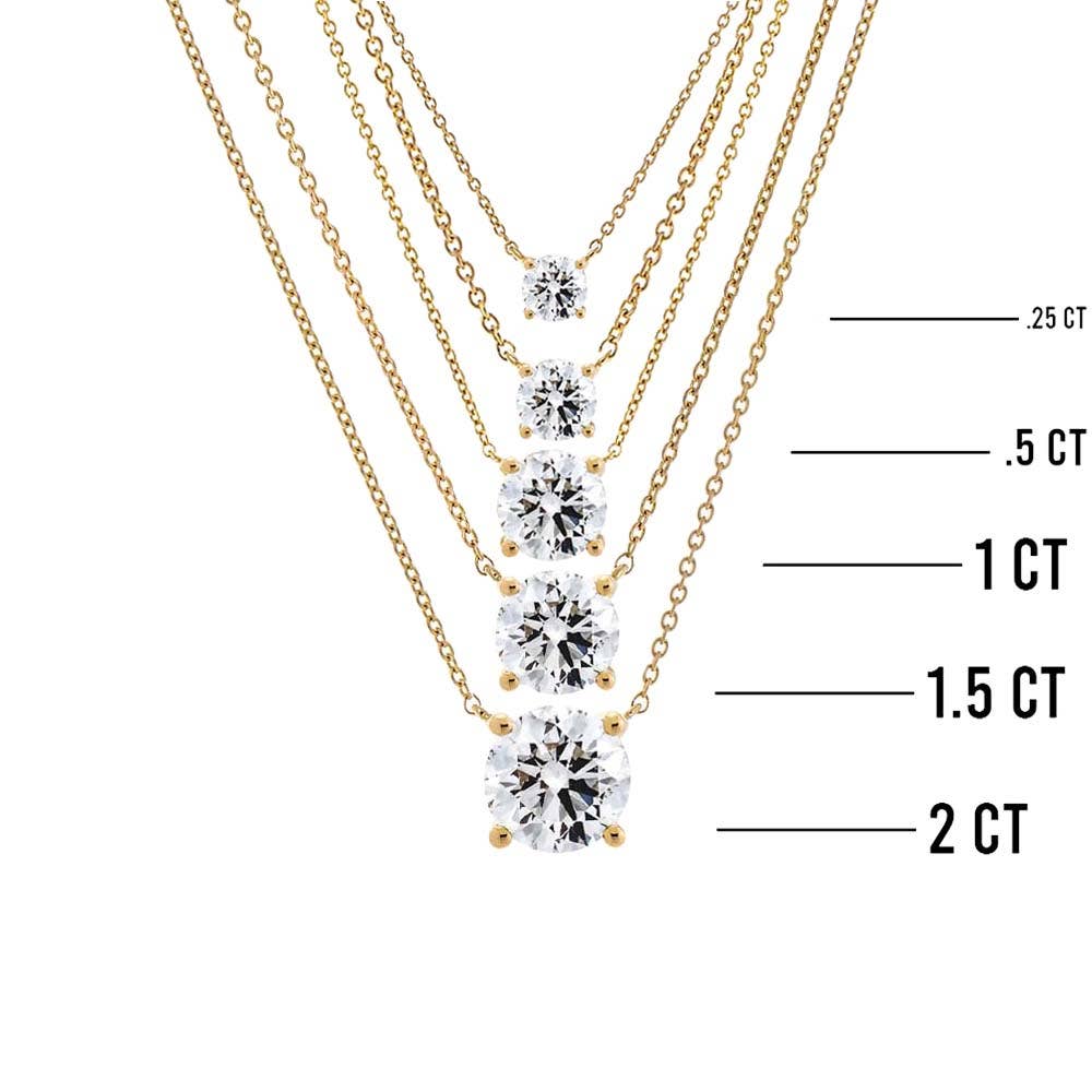 Lab Grown Diamond Round Solitaire Necklace 14K - The Closet