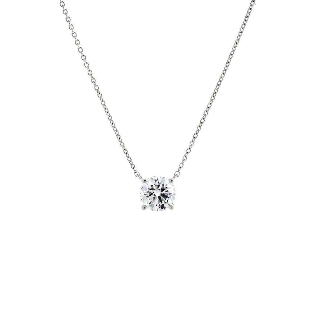 Lab Grown Diamond Round Solitaire Necklace 14K - The Closet