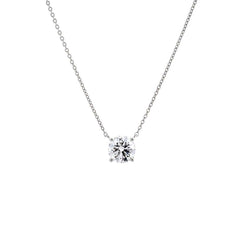 Lab Grown Diamond Round Solitaire Necklace 14K - The Closet