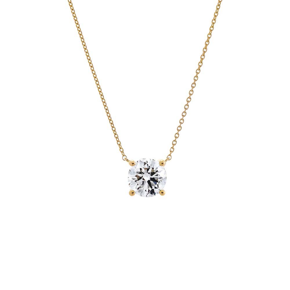 Lab Grown Diamond Round Solitaire Necklace 14K - The Closet