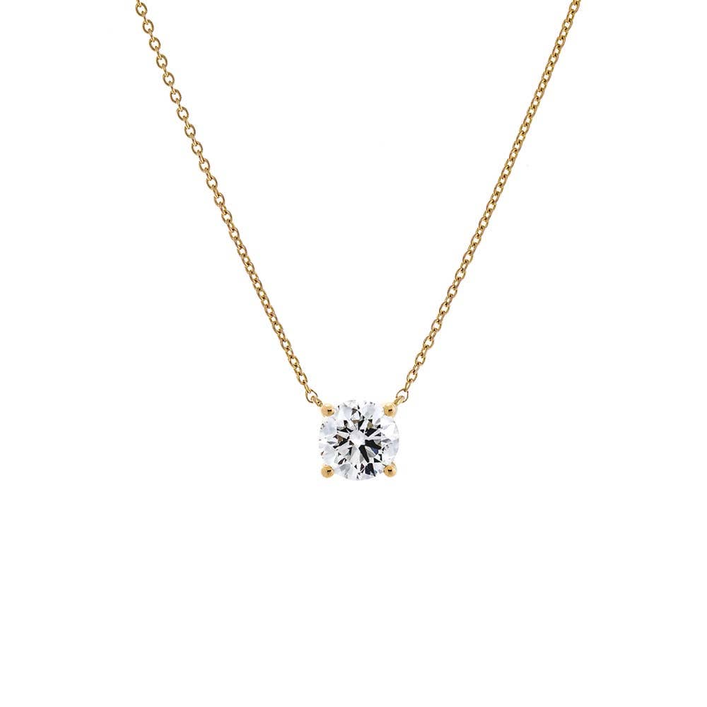 Lab Grown Diamond Round Solitaire Necklace 14K - The Closet