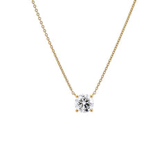 Lab Grown Diamond Round Solitaire Necklace 14K - The Closet