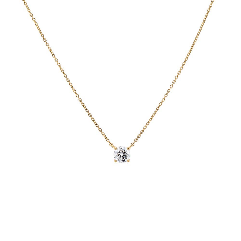 Lab Grown Diamond Round Solitaire Necklace 14K - The Closet