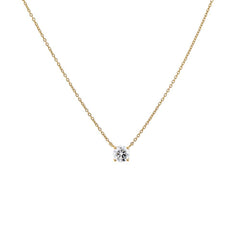 Lab Grown Diamond Round Solitaire Necklace 14K - The Closet