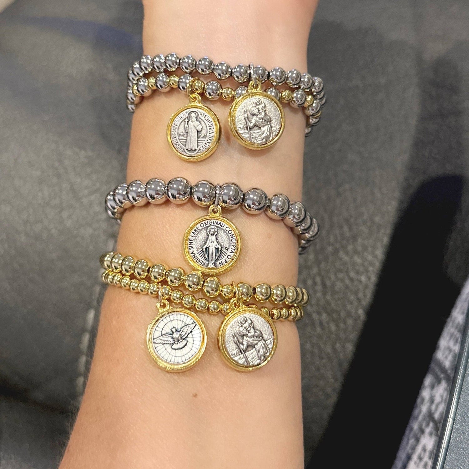 Mary Stack of 5 Religious Prayer Bracelets - The Closet