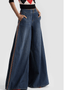 NESSI BAGGY DENIM PANTS WITH SIDE STRIPE - The Closet
