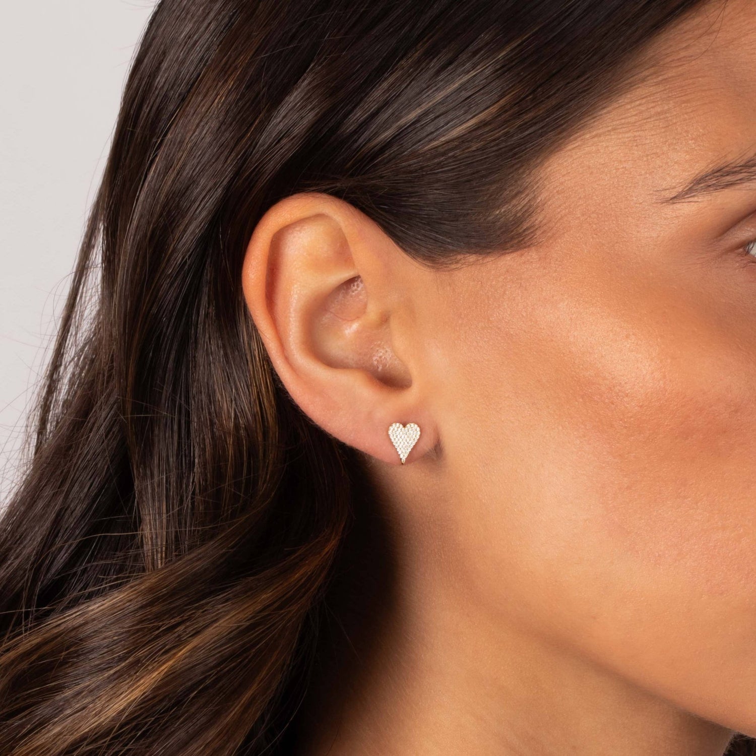 Pave Elongated Heart Stud Earring - The Closet