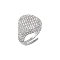 Pave Statement Pinky Signet Adjustable Ring - The Closet