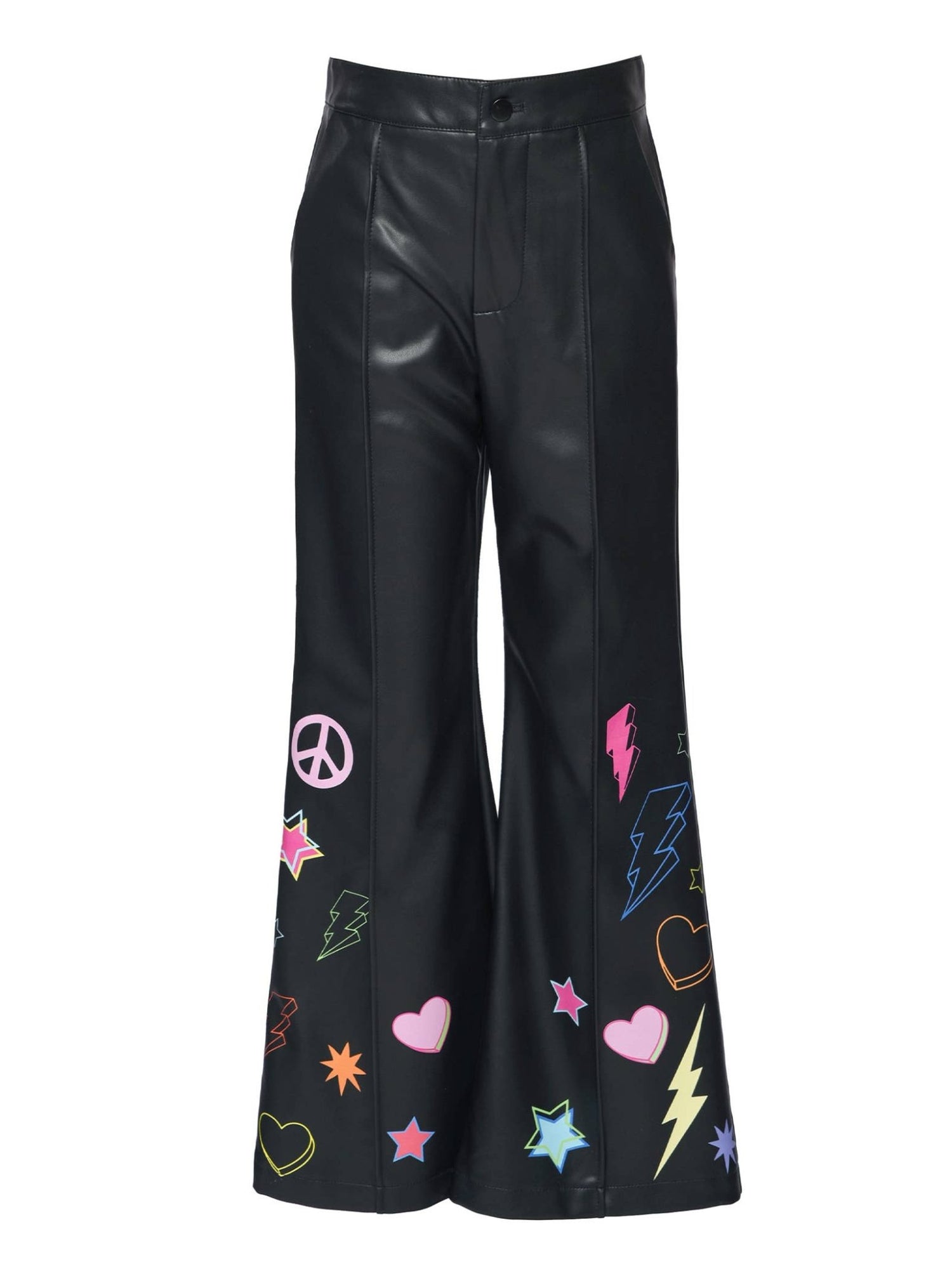 PRINTED VEGAN LEATHER WIDE LEG PANTS W PINTUCK - The Closet