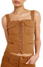 Sleeveless Twill Corset Tank - The Closet