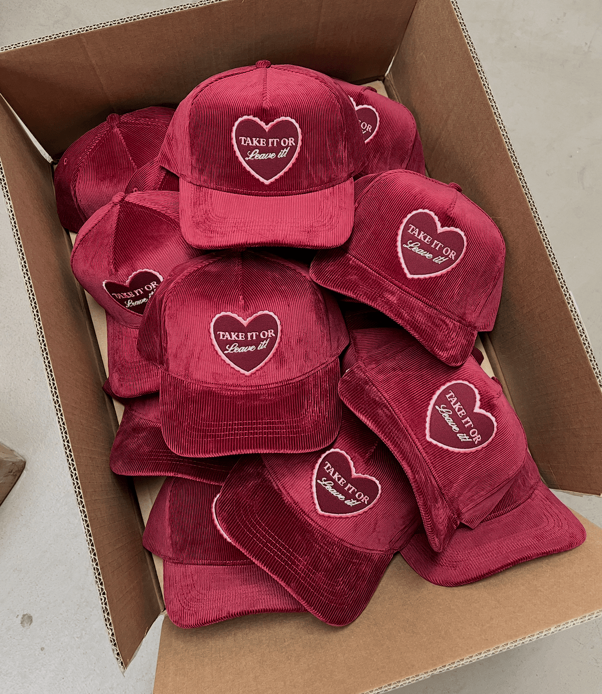 Take It Or Leave It Maroon Corduroy Patch Hat - The Closet