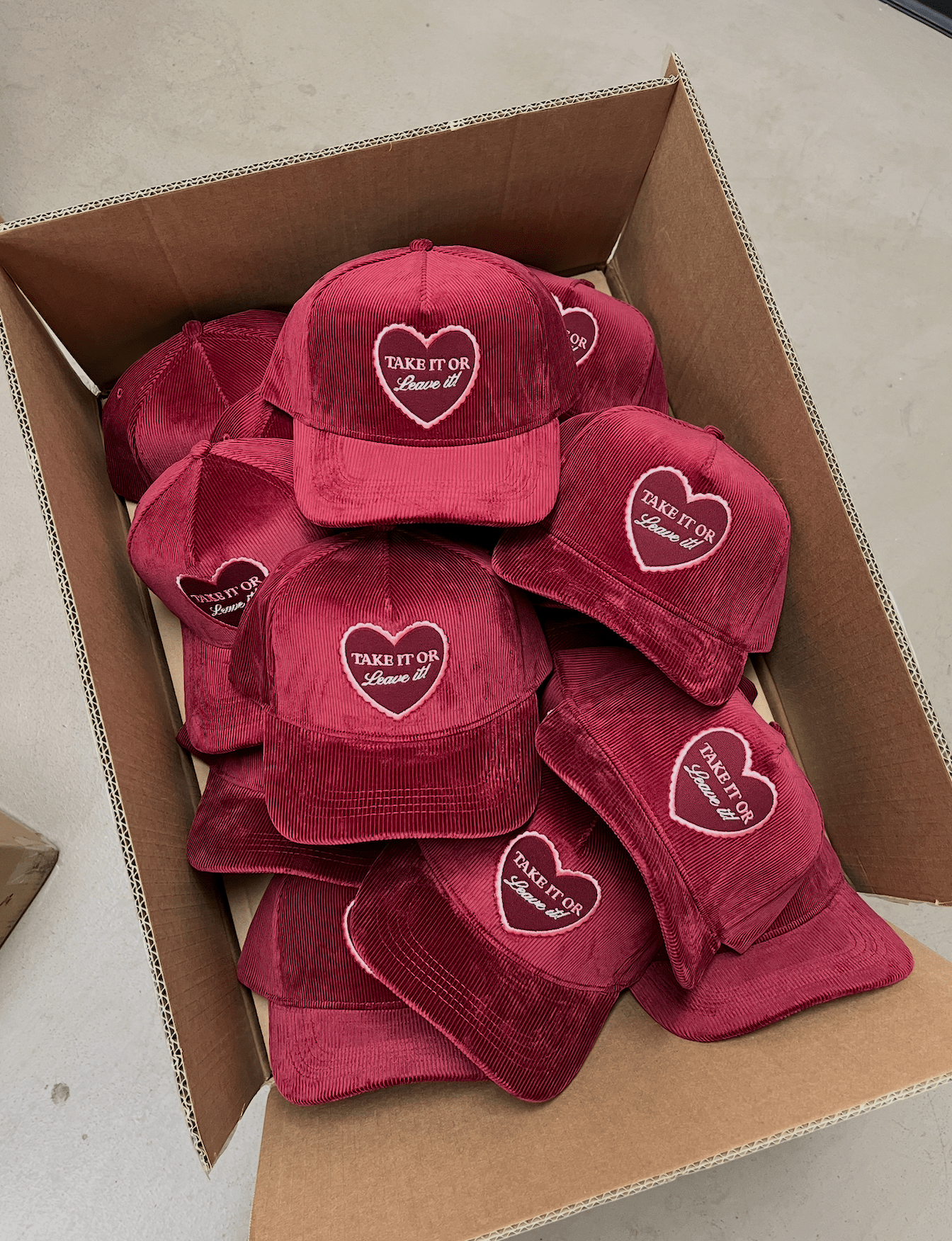 Take It Or Leave It Maroon Corduroy Patch Hat - The Closet
