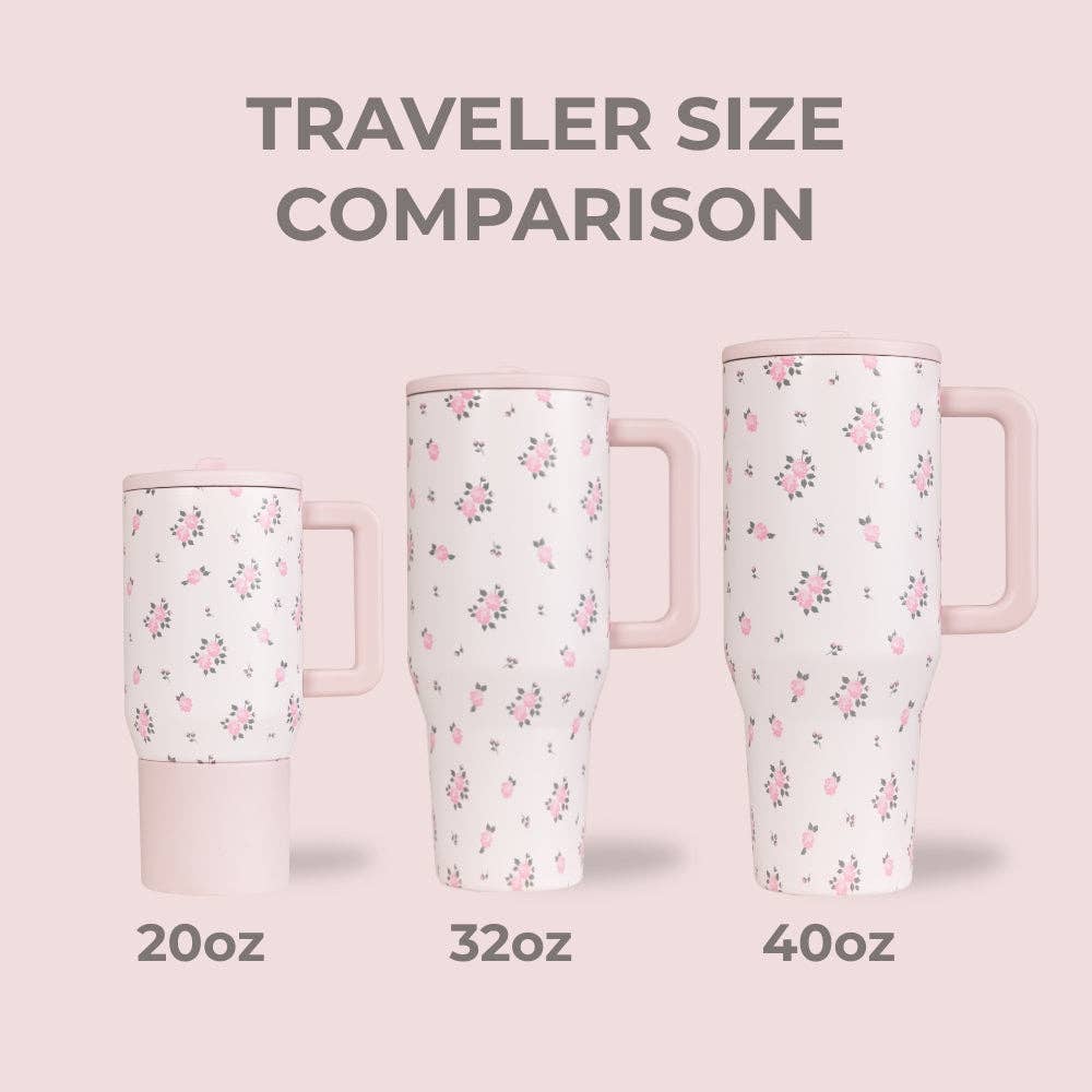 Wildrose Floral 40 oz Traveler Tumbler - The Closet