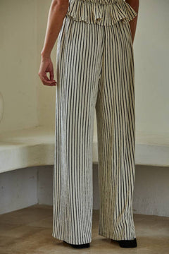 Woven Polyester Spandex Striped Set - The Closet